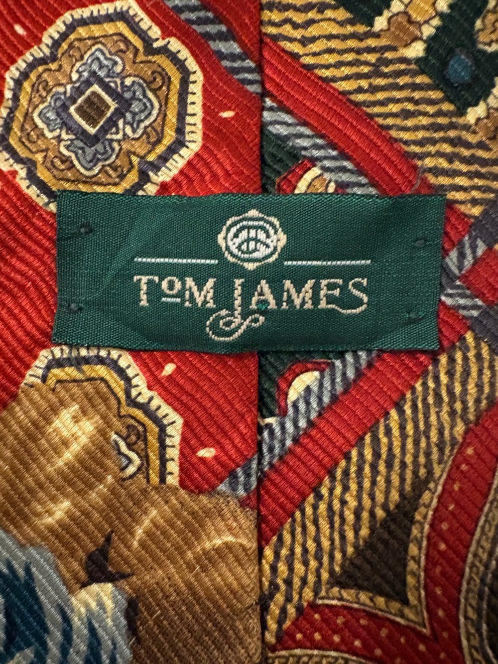 Vintage Tom James Red Floral Paisley Silk Tie Luxury Necktie